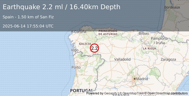 Earthquake SPAIN (2.2 ml) (2025-06-14 17:55:04 UTC)