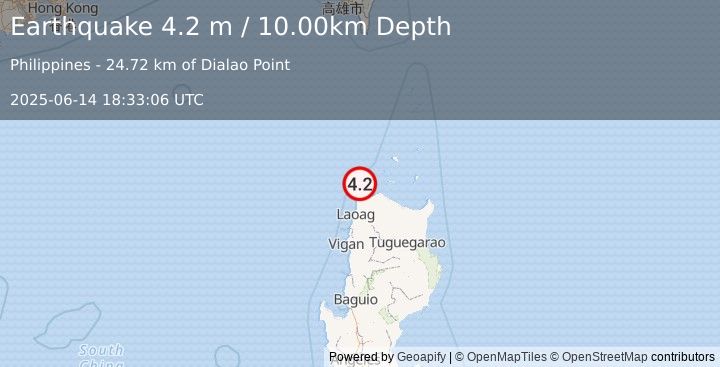 Earthquake LUZON, PHILIPPINES (4.2 m) (2025-06-14 18:33:06 UTC)