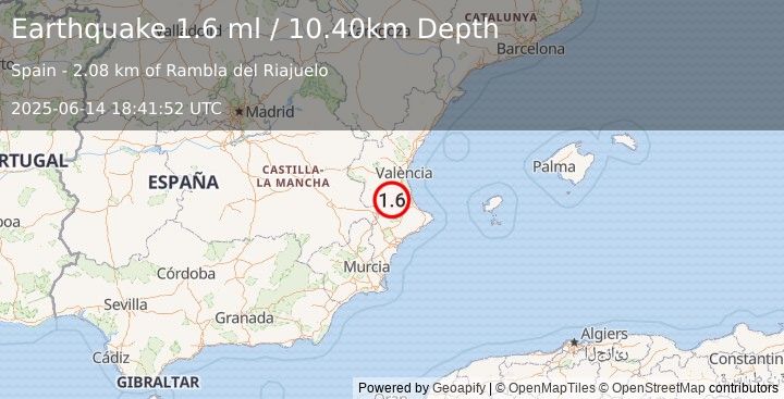 Earthquake SPAIN (1.6 ml) (2025-06-14 18:41:52 UTC)