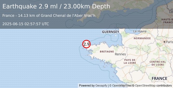 Earthquake FRANCE (2.9 ml) (2025-06-15 02:57:57 UTC)