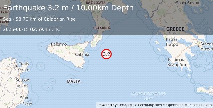 Earthquake IONIAN SEA (3.3 m) (2025-06-15 02:59:46 UTC)