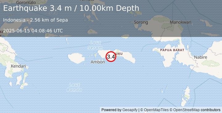 Earthquake SERAM, INDONESIA (3.4 m) (2025-06-15 04:08:46 UTC)
