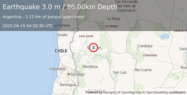 Earthquake SAN JUAN, ARGENTINA (3.0 m) (2025-06-15 04:50:30 UTC)