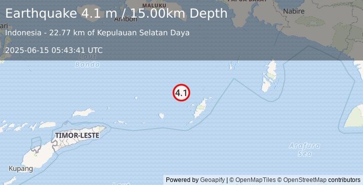 Earthquake BANDA SEA (4.1 m) (2025-06-15 05:43:41 UTC)