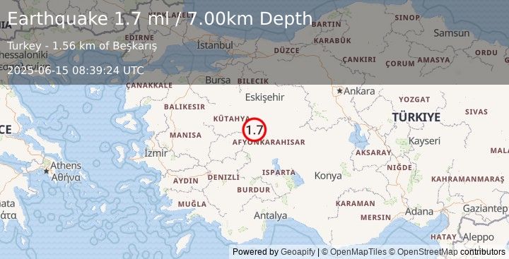 Earthquake WESTERN TURKEY (1.7 ml) (2025-06-15 08:39:24 UTC)