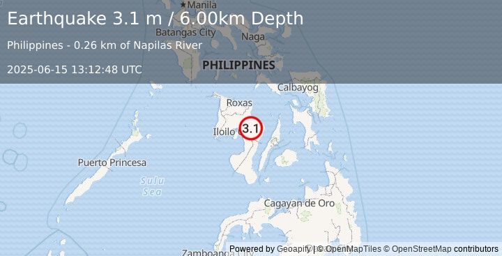 Earthquake NEGROS- CEBU REG, PHILIPPINES (3.1 m) (2025-06-15 13:12:48 UTC)
