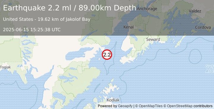 Earthquake SOUTHERN ALASKA (2.2 ml) (2025-06-15 15:25:38 UTC)