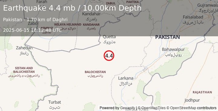 Earthquake PAKISTAN (4.4 mb) (2025-06-15 18:12:47 UTC)