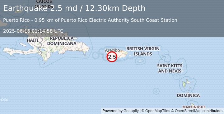 Earthquake PUERTO RICO (2.5 md) (2025-06-16 01:14:58 UTC)