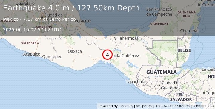 Earthquake OAXACA, MEXICO (4.0 m) (2025-06-16 02:57:02 UTC)