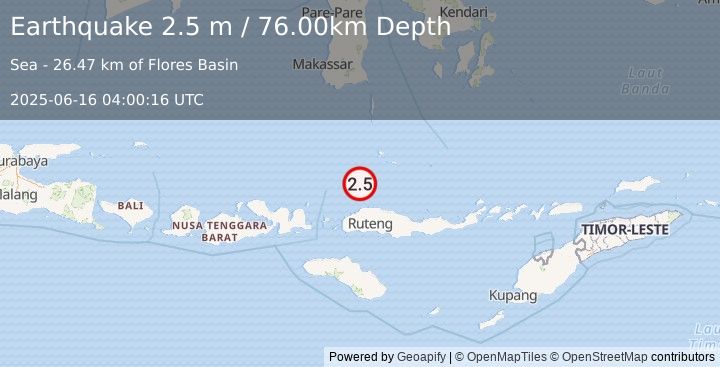 Earthquake FLORES SEA (2.5 m) (2025-06-16 04:00:16 UTC)