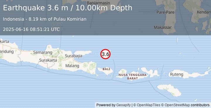 Earthquake BALI SEA (3.6 m) (2025-06-16 08:51:21 UTC)