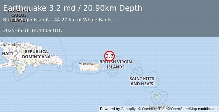 Earthquake VIRGIN ISLANDS REGION (3.2 md) (2025-06-16 14:40:09 UTC)