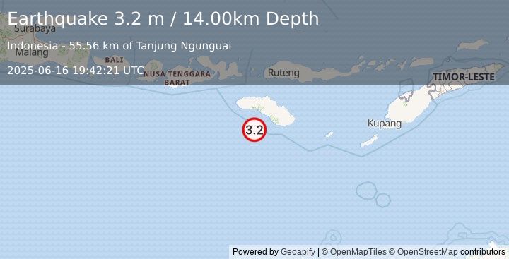 Earthquake SUMBA REGION, INDONESIA (3.2 m) (2025-06-16 19:42:21 UTC)