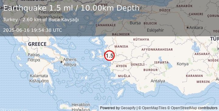 Earthquake WESTERN TURKEY (1.5 ml) (2025-06-16 19:54:38 UTC)