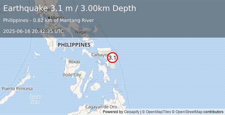 Earthquake SAMAR, PHILIPPINES (3.1 m) (2025-06-16 20:42:35 UTC)