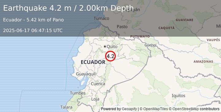 Earthquake ECUADOR (4.2 m) (2025-06-17 06:47:15 UTC)