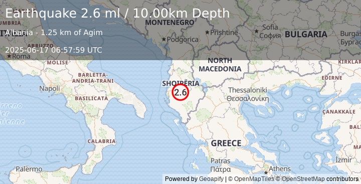 Earthquake ALBANIA (2.0 ml) (2025-06-17 06:58:01 UTC)
