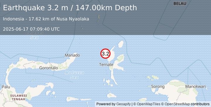 Earthquake HALMAHERA, INDONESIA (3.2 m) (2025-06-17 07:09:40 UTC)