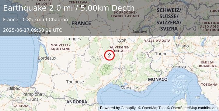 Earthquake FRANCE (2.0 ml) (2025-06-17 09:50:19 UTC)