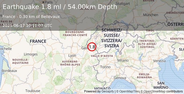 Earthquake FRANCE (1.8 ml) (2025-06-17 10:11:07 UTC)