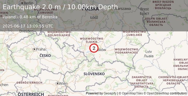 Earthquake POLAND (2.0 m) (2025-06-17 13:09:55 UTC)