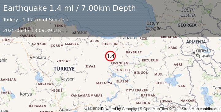 Earthquake EASTERN TURKEY (1.4 ml) (2025-06-17 13:09:39 UTC)