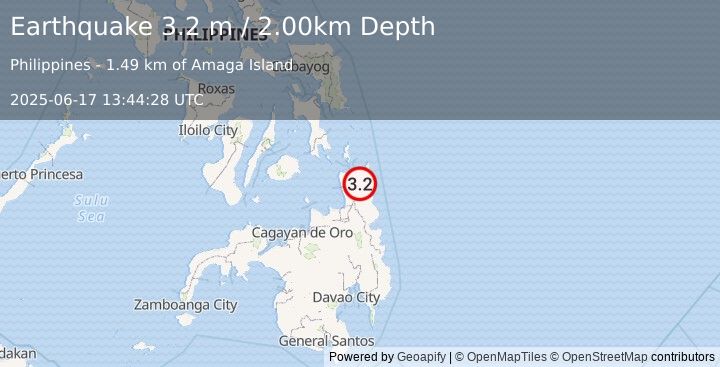 Earthquake MINDANAO, PHILIPPINES (3.2 m) (2025-06-17 13:44:28 UTC)