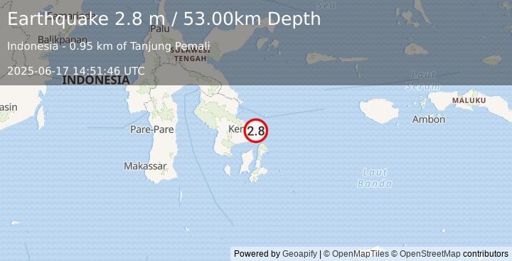 Earthquake SULAWESI, INDONESIA (2.8 m) (2025-06-17 14:51:46 UTC)