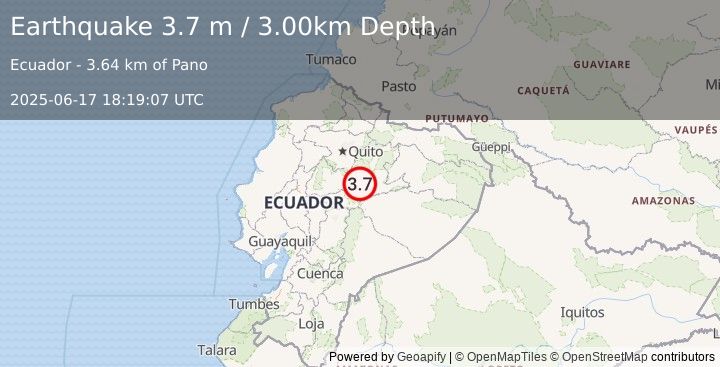 Earthquake ECUADOR (3.7 m) (2025-06-17 18:19:07 UTC)