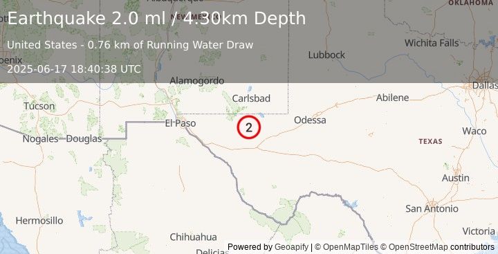 Earthquake WESTERN TEXAS (2.0 ml) (2025-06-17 18:40:38 UTC)