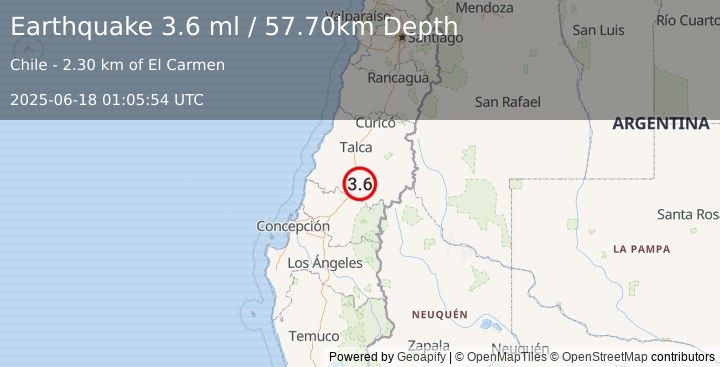 Earthquake MAULE, CHILE (3.6 ml) (2025-06-18 01:05:54 UTC)
