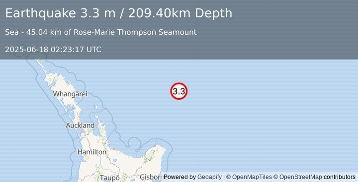 Earthquake OFF E. COAST OF N. ISLAND, N.Z. (3.3 m) (2025-06-18 02:23:17 UTC)