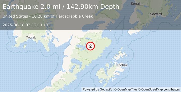 Earthquake ALASKA PENINSULA (2.0 ml) (2025-06-18 03:12:11 UTC)