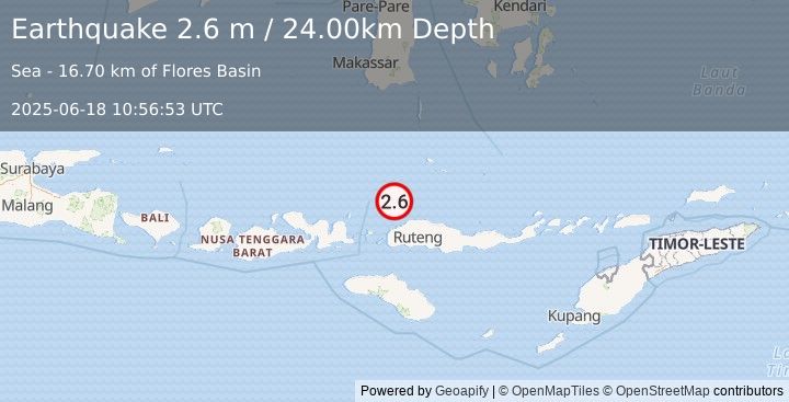 Earthquake FLORES SEA (2.6 m) (2025-06-18 10:56:53 UTC)
