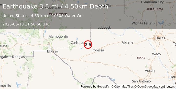 Earthquake NEW MEXICO (3.5 ml) (2025-06-18 11:56:58 UTC)