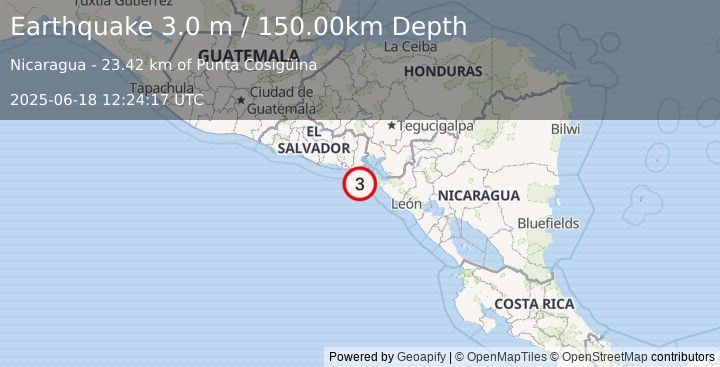 Earthquake OFFSHORE EL SALVADOR (2.6 m) (2025-06-18 12:24:26 UTC)