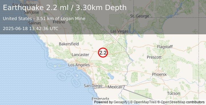 Earthquake SOUTHERN CALIFORNIA (2.2 ml) (2025-06-18 13:42:36 UTC)