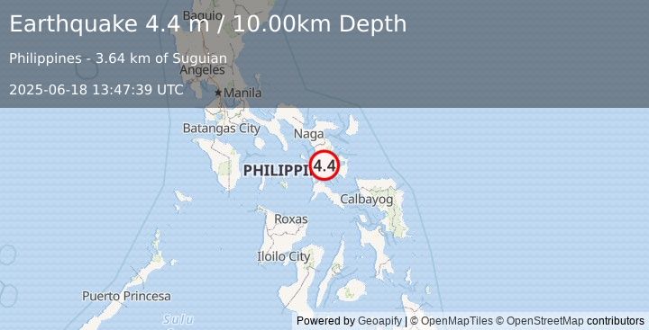 Earthquake MASBATE REGION, PHILIPPINES (4.4 m) (2025-06-18 13:47:39 UTC)