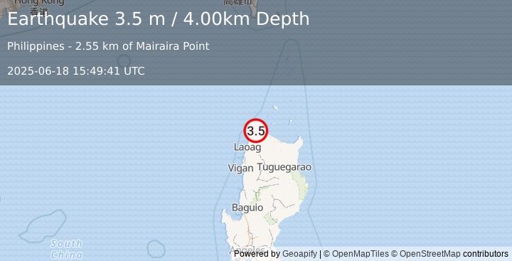 Earthquake LUZON, PHILIPPINES (3.5 m) (2025-06-18 15:49:41 UTC)