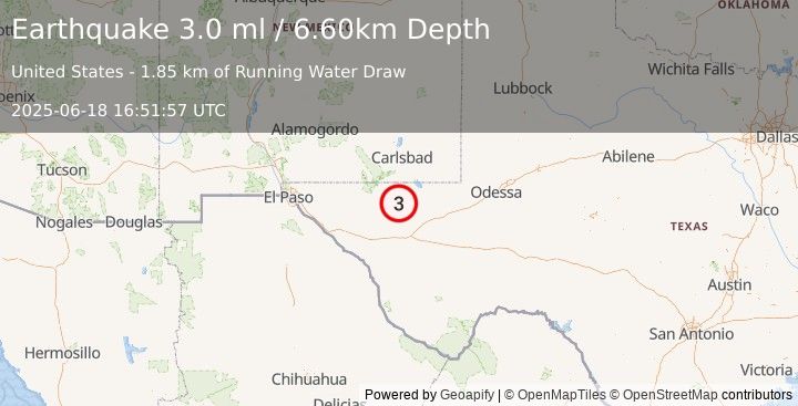 Earthquake WESTERN TEXAS (3.1 ml) (2025-06-18 16:51:58 UTC)