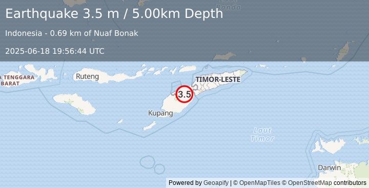 Earthquake TIMOR REGION (3.5 m) (2025-06-18 19:56:44 UTC)