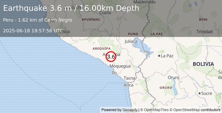 Earthquake SOUTHERN PERU (3.6 m) (2025-06-18 19:57:56 UTC)