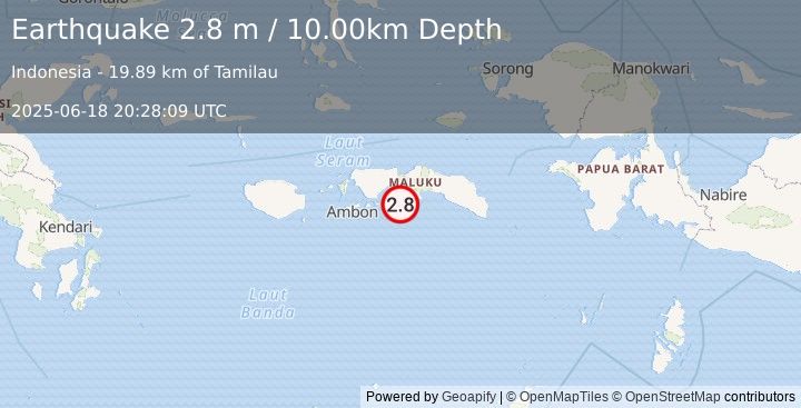 Earthquake SERAM, INDONESIA (2.8 m) (2025-06-18 20:28:09 UTC)