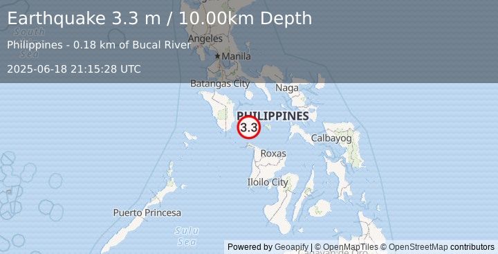 Earthquake MINDORO, PHILIPPINES (3.3 m) (2025-06-18 21:15:28 UTC)