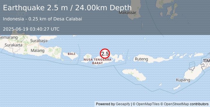 Earthquake SUMBAWA REGION, INDONESIA (2.5 m) (2025-06-19 03:40:27 UTC)