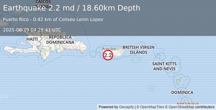 Earthquake PUERTO RICO (2.2 md) (2025-06-19 04:28:41 UTC)