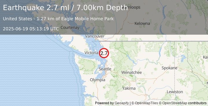 Earthquake WASHINGTON (2.5 ml) (2025-06-19 05:13:18 UTC)