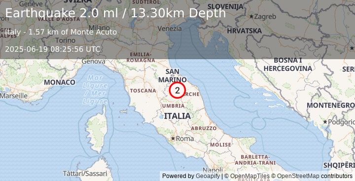 Earthquake CENTRAL ITALY (2.0 ml) (2025-06-19 08:25:56 UTC)