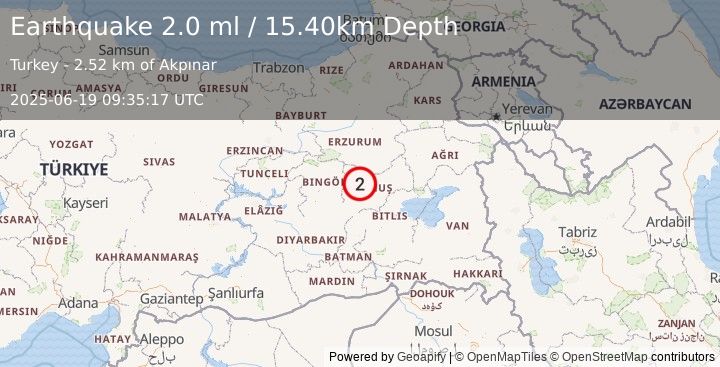 Earthquake EASTERN TURKEY (2.0 ml) (2025-06-19 09:35:17 UTC)